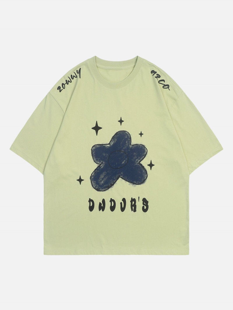 Noir  T Shirts Aelfric Eden Star Flower Print Tee - ZNC-1820180